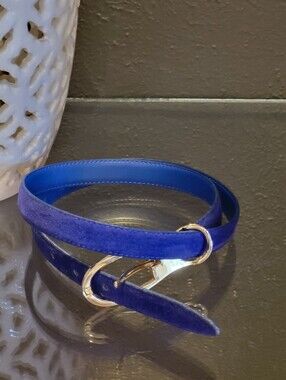 1970s Royal Blue Suede Belt 25"-32" Waist